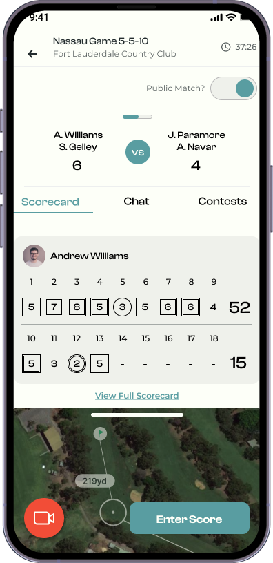 Players score and match details during the game.